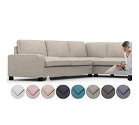 comfortly Housse de canapé d'angle Kivik 5 places, housse de rechange robuste de 16 pièces, tissu Nano-Tech durable, anti-taches et facile à nettoyer et à remplacer (mélanges de cachemire) (beige)
