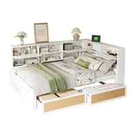 ComfortXL Canapé-lit 140x200 Cm avec Tiroir Nombreux Rangements Prise USB Blanc