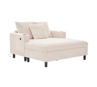 ComfortXL Canapé-lit De Salon avec LED, Ports USB Et Porte-gobelets - Velours Côtelé Doux, Beige
