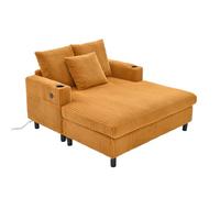 ComfortXL Canapé-lit De Salon avec LED, Ports USB Et Porte-gobelets - Velours Côtelé Doux, Jaune