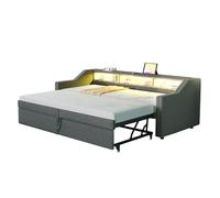 ComfortXL Canapé-lit Extensible 90/180x200 Cm avec LED, USB Et Rangement Gris Foncé