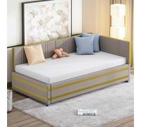 ComfortXL Canapé-lit rembourré 90 * 200 lit Multifonctionnel avec sommier à Lattes Tissu Velours Doux pour la Peau Gris