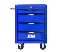 ComfortXL Coffre à Outils Roulant en métal avec 4 tiroirs, Armoire à Outils d'affûtage de 50 cm avec glissières à Billes, boîte de Rangement en Acier - Noir et Bleu