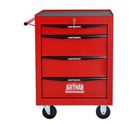 ComfortXL Coffre à Outils Roulant en métal avec 4 tiroirs, Armoire à Outils d'affûtage de 50 cm avec glissières à Billes, boîte de Rangement en Acier - Rouge et Noir