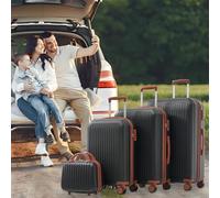 ComfortXL Ensemble de valises S&M&L&XL (14 Pouces + 20 Pouces + 24 Pouces + 28 Pouces) - avec poignées télescopiques en métal, Doubles Roues pivotantes à 360°, Serrure TS, Beige, N621P250193S