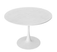 ComfortXL Ensemble Table Tulipe Ronde Blanc De 120 Cm avec 4 Chaises Grise, Salle à Manger