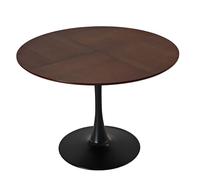 ComfortXL Ensemble Table Tulipe Ronde Marron De 120 Cm avec 4 Chaises Grise, Salle à Manger