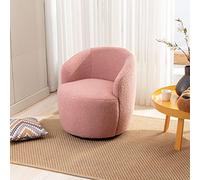 ComfortXL Fauteuil d'appoint pivotant en Tissu Peluche Doux avec Anneau en métal thermolaqué, Rose