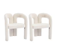 ComfortXL Fauteuil Ergonomique Premium en Tissu Teddy, Design Élégant Et Confort Maximal, Lot De 2, Beige