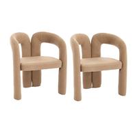 ComfortXL Fauteuil Ergonomique Premium en Tissu Teddy, Design Élégant Et Confort Maximal, Lot De 2, Camel