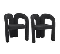 ComfortXL Fauteuil Ergonomique Premium en Tissu Teddy, Design Élégant Et Confort Maximal, Lot De 2, Noir