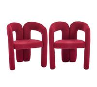 ComfortXL Fauteuil Ergonomique Premium en Tissu Teddy, Design Élégant Et Confort Maximal, Lot De 2, Rouge