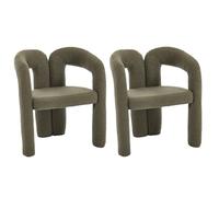 ComfortXL Fauteuil Ergonomique Premium en Tissu Teddy, Design Élégant Et Confort Maximal, Lot De 2, Vert Olive
