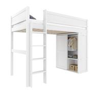 ComfortXL Lit Mezzanine Enfant 90x200 Cm Blanc avec Armoire, Rangement Et Espace Modulable