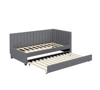 ComfortXL Lit Rembourré 90x200cm,canapé-lit Extensible, Lit Multifonction avec Sommier à Lattes, Velours Gris