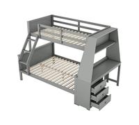 ComfortXL Lit superposé 90 x 200 cm / 140 x 200 cm, lit Enfant, avec Table intégrée, Grand Espace de Rangement, barrière de sécurité Haute, Gris