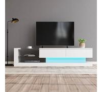 ComfortXL Meuble TV élégant Blanc Brillant - 1,4 mètre de Long, éclairage LED 16 Couleurs, Surface TV 60 Pouces - Un Meuble Qui Allie élégance et fonctionnalité