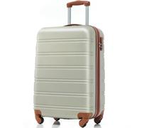 ComfortXL Valise Rigide à roulettes, Valise de Voyage, Bagage Cabine à 4 Roues, en ABS, 55 x 36 x 22,5 cm, Vert doré et Marron