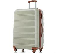 ComfortXL Valise Rigide à roulettes, Valise de Voyage, Bagage Cabine à 4 Roues, en ABS, 74,5 x 50,5 x 31,5 cm, Vert doré et Marron