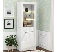 ComfortXL Vitrine avec éclairage LED Bibliothèque Classeur Vitrine sur Pied Meuble de Rangement avec étagères Vitrine Meuble de Cuisine Bibliothèque