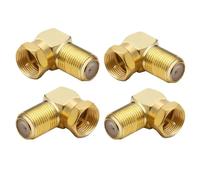 Comforty Lot de 4 adaptateurs satellite coudés à 90 ° - Fiche d'antenne coudée F - Pour câble d'antenne, câble satellite, câble coaxial, plaqué or