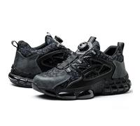 COMFOX Chaussures de sécurité légères avec bout en acier et cordon de serrage pour lacets sans nœud, Noir678, 43 1/3 EU
