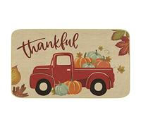 comfoyar Citrouilles Paillasson Automne, Thankful Bienvenue Paillasson mit Camion et Feuilles D'érable pour Thankgiving Halloween Récoltes Décor, Tapis de Antidérapant pour Intérieur Entrée, 43X75cm