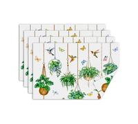 comfoyar Lot de 4 Sets de Table Plante Suspendue, sous Assiette de Table Plante Retombante, Lavable Absorbant Dessous Assietter en Lin pour Cuisine, Salle à Manger, Fêtes, Décoration 30 x 45 cm