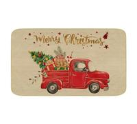 comfoyar Merry Christmas Paillasson, Tapis de Bienvenue mit Arbre de Noël et Camion, Antidérapant Paillasson de Noel, Lavable Absorbant Tapis pour Intérieur Extérieur Couloir Entrée, 43 × 75 cm