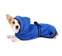 COMFPET Peignoir à capuche pour chien, absorbant, à sécher après le bain, serviette pour chats et chiens de toutes races, taille S, bleu