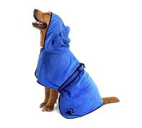 Comfpet Serviettes de séchage pour animaux de compagnie - Peignoir de bain doux et absorbant pour chien, manteau de douche (bleu, taille M)