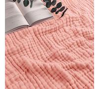 Comfy Cubs Couverture en Mousseline pour Adulte Queen Size - 229 x 229 cm - Douce - Six Couches, légère et Respirante - en Coton - Lavable en Machine - Décoration d'intérieur élégante - Rose Dentelle