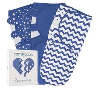 Comfy Cubs Lot de 3 couvertures d'emmaillotage faciles - 100% Coton, Taille S pour Les Nourrissons de 0 à 3 Mois, avec Velcro réglable, Sac de Couchage Respirant et Durable, Cadeau de Nouveau-né -