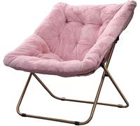 Comfy Faux Fur Lounge Chair - Chaise pliante avec cadre métallique pour salon et chambre, confortable pour décoration de maison