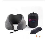COMFY Leave Coussin de Voyage (Avion, Voiture) Mémoire de Forme pour Cou - Oreiller Ergonomique Bien-Être, Détente, Relaxation Anti-Douleurs Cervicales + Masque, Bouchons d'oreilles, Sac
