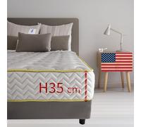 Comfy Line Matelas à mémoire de forme simple 90 x 190 cm, matelas orthopédique américain contre les maux de dos, hauteur 35 cm, matelas à mémoire de forme qui ne chauffe pas avec rembourrage