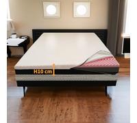 Comfy Line Topper Memory + surmatelas rigide orthopédique de 10 cm de haut | surmatelas hybride carré et demi 130 x 190 cm | matelas avec tissu déhoussable | Topper double rigidité - modèle Genèse H10