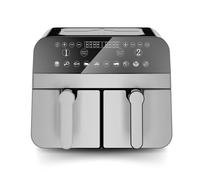 Comfy Nest, CNAFD45NS, Friteuse à air chaud, Air Fryer, numérique double panier 2400W 9L en acier inoxydable, cuisson saine et rapide, idéale pour vos repas en famille, taille 9L, couleur argentée