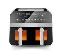 Comfy Nest, CNAFD45WB, Friteuse à air chaud, Air Fryer, numérique double panier 2400W avec fenêtre 9L, cuisson saine et rapide, design moderne, idéale pour toute cuisine - Gris et Noir