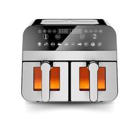 Friteuse à air chaud Airfryer numérique double panier 2400W Acier Inoxydable avec fenêtre 9L Comfy Nest CNAFD45WS G