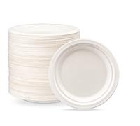 Comfy Package [Lot de 125-18 cm] Assiettes jetables en Fibres de Canne à Sucre - 100% compostable/écologique/résistant