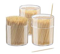Comfy Package Lot de 1500 cure-dents ronds en bois de bambou à double pointe pour apéritifs, fruits et nettoyage des dents