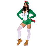 Comfy Super Dino comprend une barboteuse zippée en velours ultra-doux avec une tirette de fermeture éclair en forme d'œuf, une colonne vertébrale