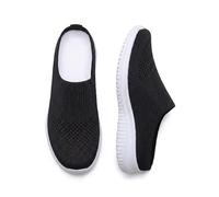 Comfy Women's Breathable Knit Slip-on Shoes, Backless Mules (Black,40)