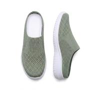 Comfy Women's Breathable Knit Slip-on Shoes, Backless Mules (Green,36)