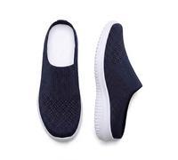 Comfy Women's Breathable Knit Slip-on Shoes, Backless Mules (Navy Blue,43)