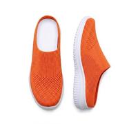 Comfy Women's Breathable Knit Slip-on Shoes, Backless Mules (Orange,41)
