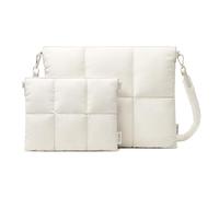 Comfyable Puffy Housse pour Ordinateur Portable 13" 14", Matelassée avec Sangle Compatible avec MacBook Air M4 2025, MacBook Pro M4 2024, Ensemble de Manches et d'Organisation, Rice