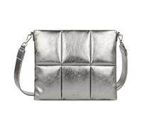 Comfyable Puffy Housse pour ordinateur portable 15" 16" avec bandoulière - Compatible avec MacBook Air 15" M4 2025, MacBook Pro 16" M4 2024, pochette en cuir synthétique, argenté
