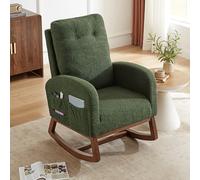ComfyCorner Fauteuil à Bascule avec Poche latérale, Chaise d'allaitement à Bascule avec Dossier Haut pour Salon, Chambre à Coucher, Vert